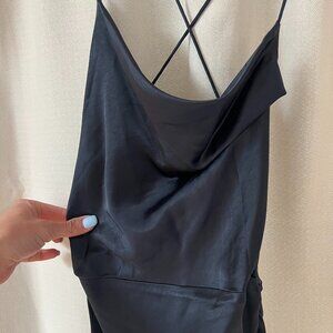 Blue Sateen Formal Midi Dress